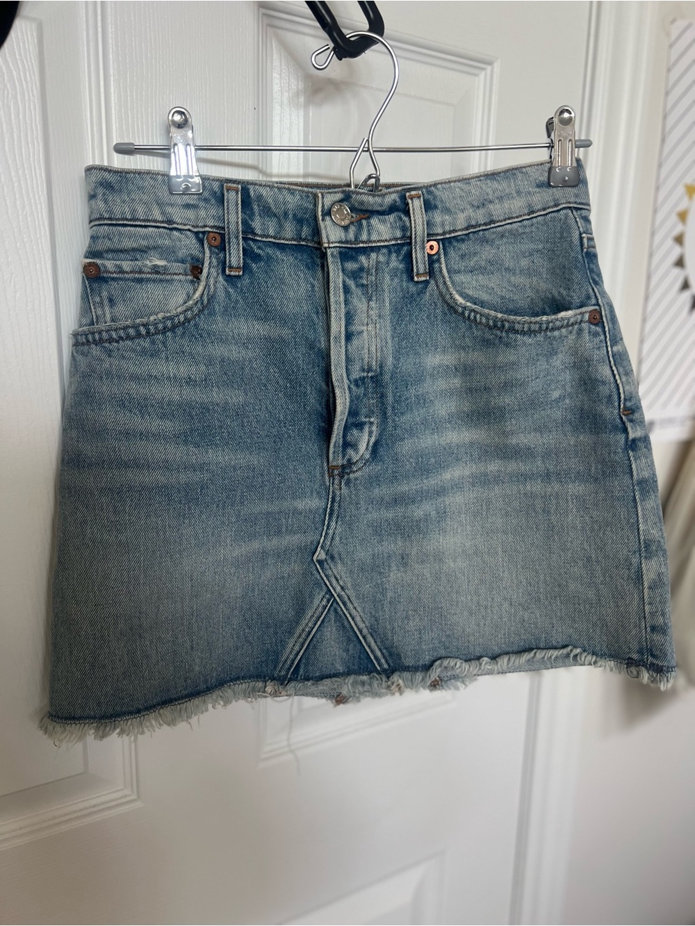 Agolde Faded Blue Denim Mini Skirt